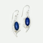 Modern Earrings With Lapis Gemstone in 925 Sterling Silver - Mohnaa Jewels