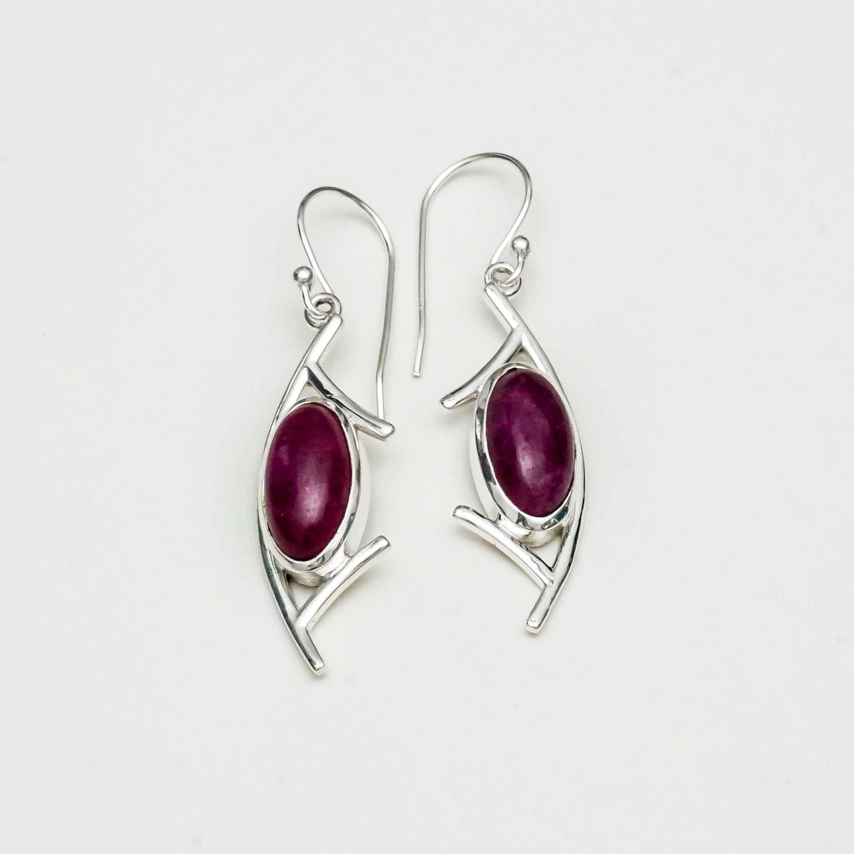 Modern Earrings With Amethyst Gemstone in 925 Sterling Silver - Mohnaa Jewels