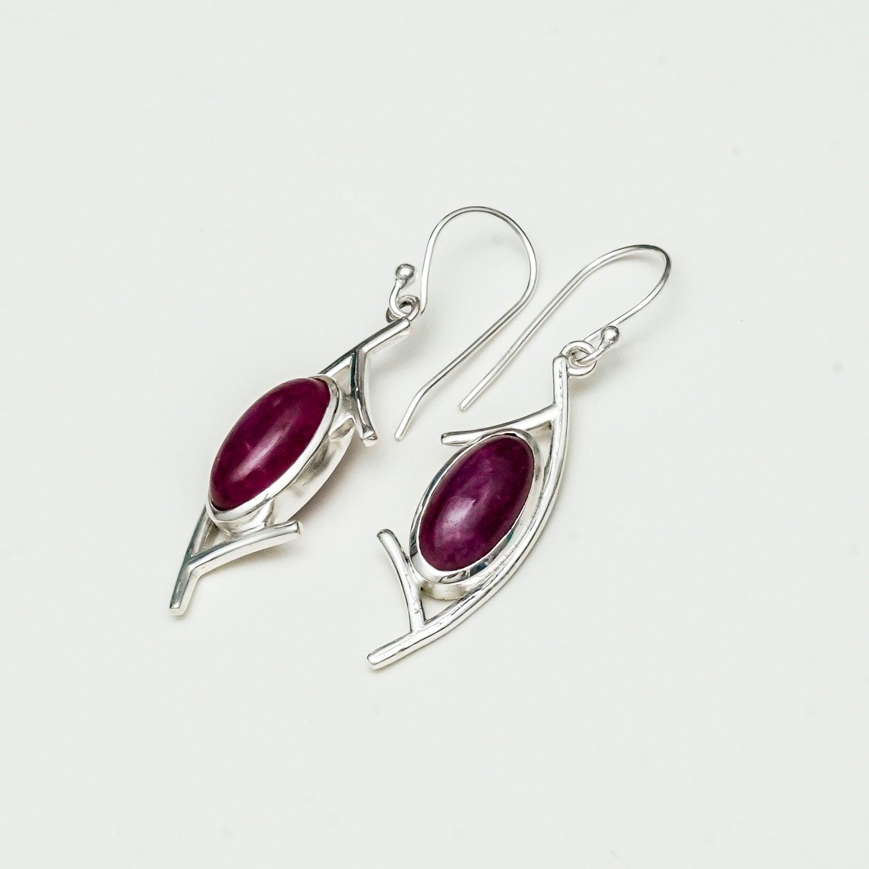 Modern Earrings With Amethyst Gemstone in 925 Sterling Silver - Mohnaa Jewels