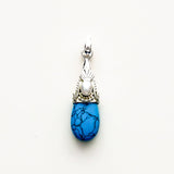 Blue Turquoise Pearl Gemstone Pendants In 925 Silver - Mohnaa Jewels