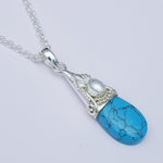 Blue Turquoise Pearl Gemstone Pendants In 925 Silver - Mohnaa Jewels