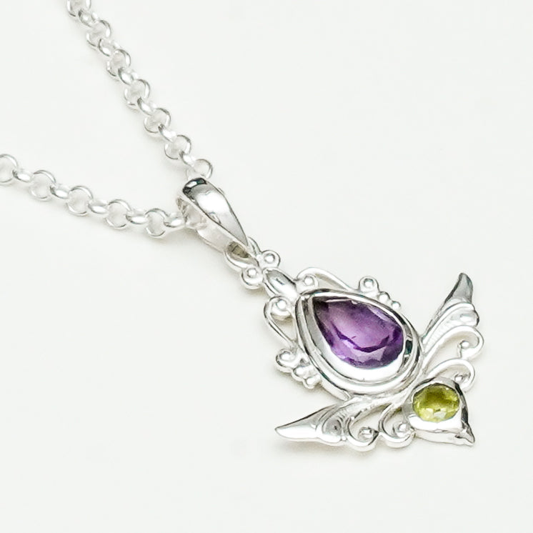 Mohnaa Silver Pendant with Amethyst Gemstone - Mohnaa Jewels