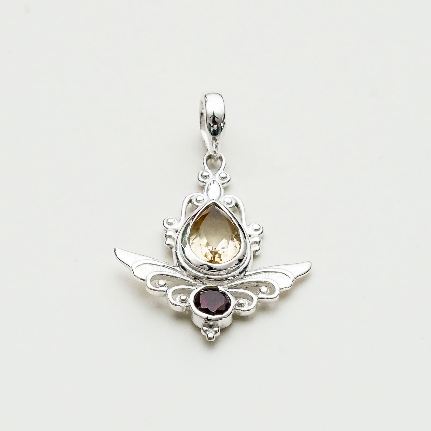 Mohnaa Silver Pendant with Citrine Gemstone - Mohnaa Jewels