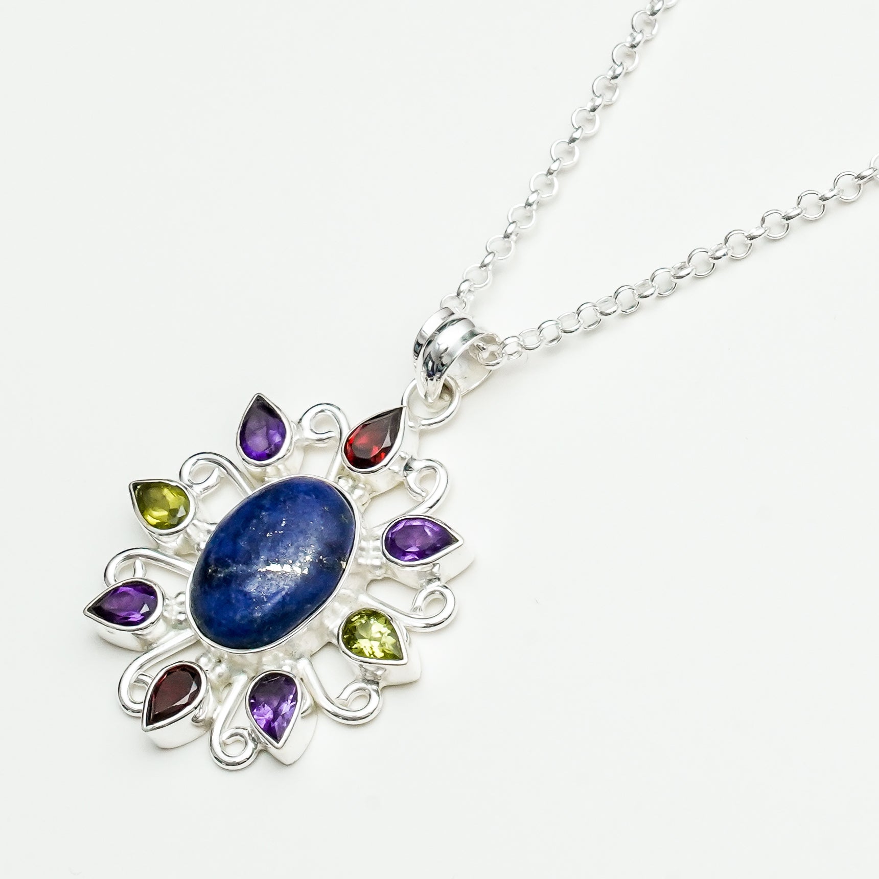 Sun Pendants With Multi Gemstone in High Quality 925 Solid Silver 2 - Mohnaa Jewels