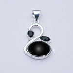 Swan Pendant With Black Onyx in Quality 925 Sterling Silver - Mohnaa Jewels