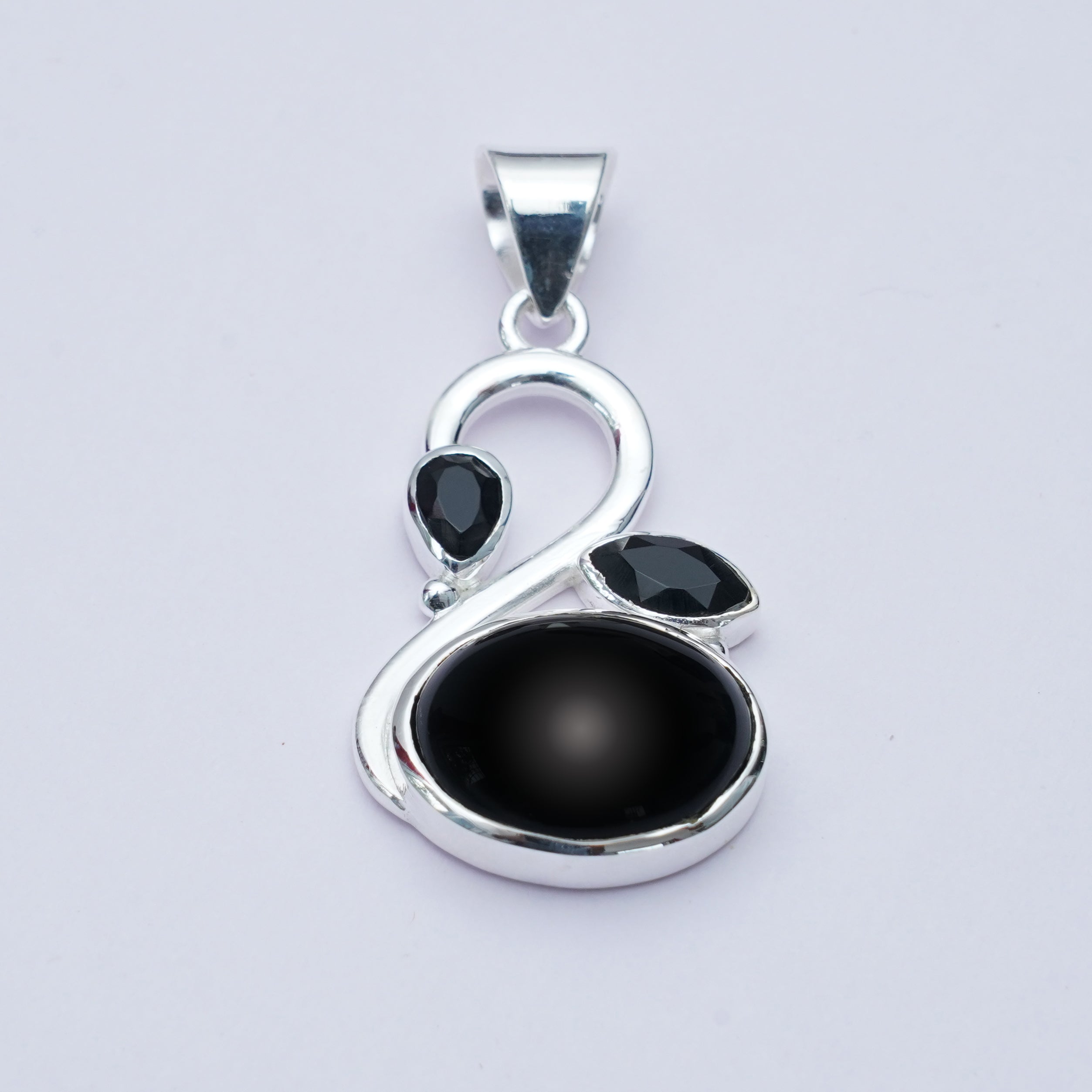 Swan Pendant With Black Onyx in Quality 925 Sterling Silver - Mohnaa Jewels