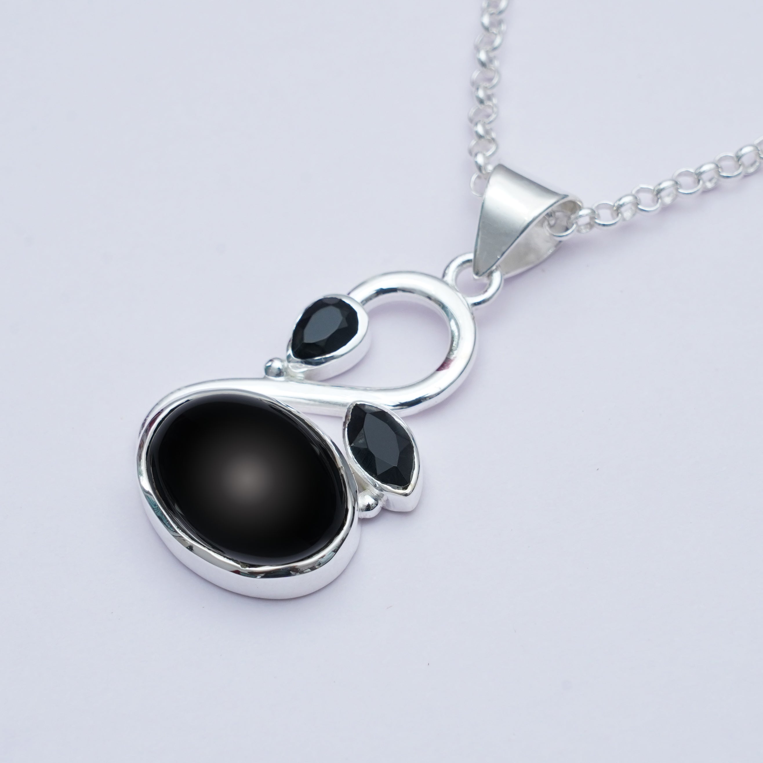 Swan Pendant With Black Onyx in Quality 925 Sterling Silver - Mohnaa Jewels