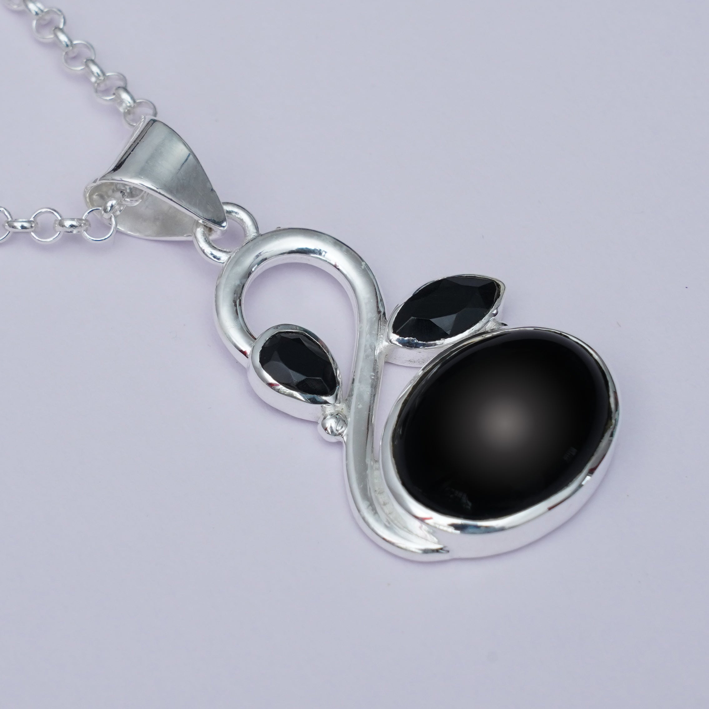 Swan Pendant With Black Onyx in Quality 925 Sterling Silver - Mohnaa Jewels