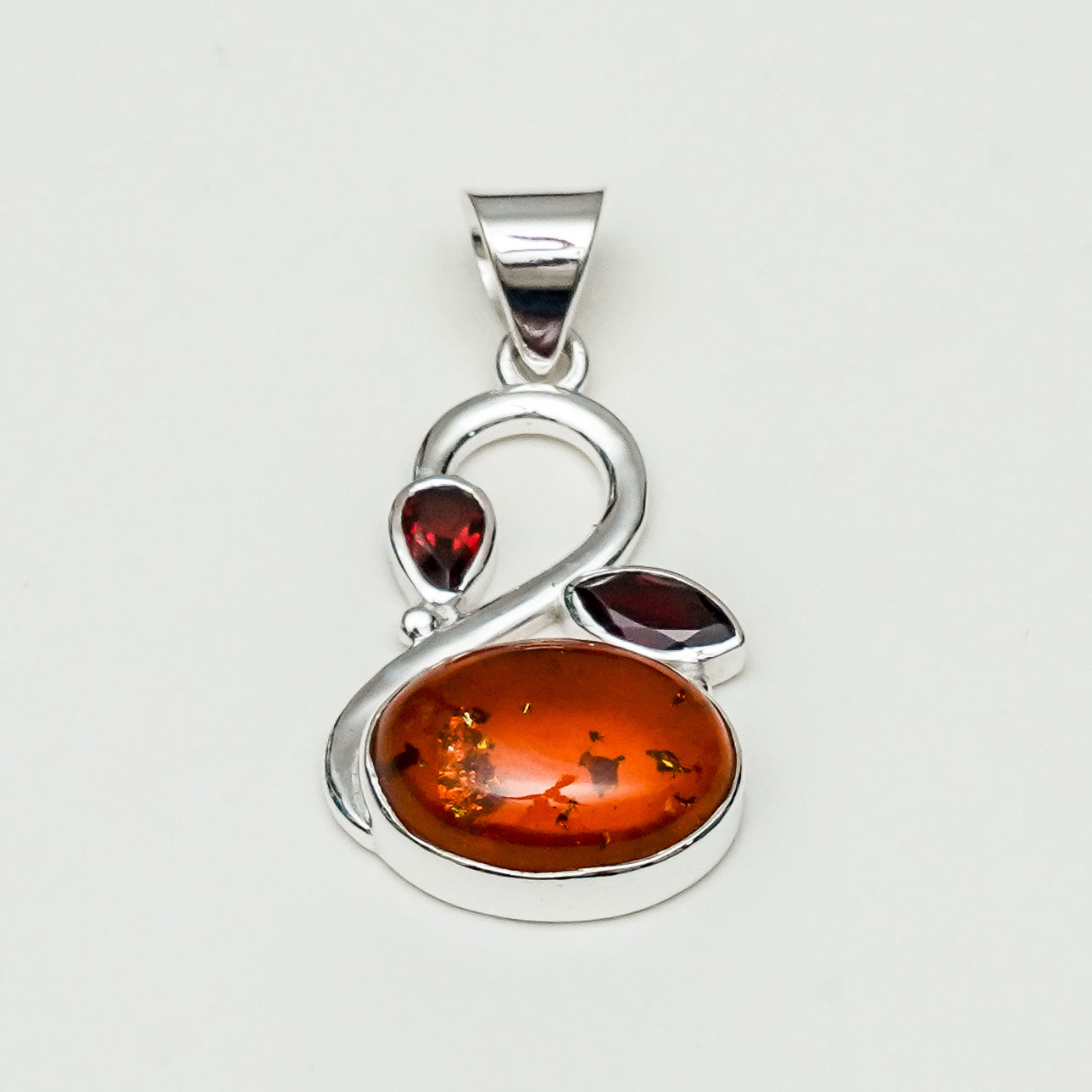 Swan Pendant With Multi Gemstone in High Quality 925 Sterling Silver - Mohnaa Jewels