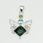 Big Wing Pendant with Multi Gemstone in 925 Sterling Silver 1 - Mohnaa Jewels