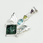 Big Wing Pendant with Multi Gemstone in 925 Sterling Silver 1 - Mohnaa Jewels