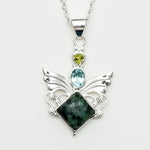 Big Wing Pendant with Multi Gemstone in 925 Sterling Silver 1 - Mohnaa Jewels