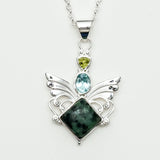 Big Wing Pendant with Multi Gemstone in 925 Sterling Silver 1 - Mohnaa Jewels