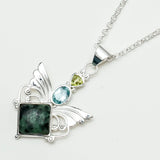 Big Wing Pendant with Multi Gemstone in 925 Sterling Silver 1 - Mohnaa Jewels