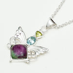 Big Wing Pendant with Multi Gemstone in 925 Sterling Silver 3 - Mohnaa Jewels