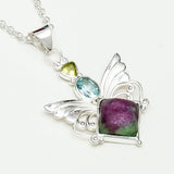 Big Wing Pendant with Multi Gemstone in 925 Sterling Silver 3 - Mohnaa Jewels