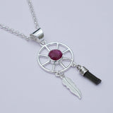 Charm Pendant With Red Gemstone In 925 Solid Silver - Mohnaa Jewels