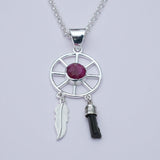 Charm Pendant With Red Gemstone In 925 Solid Silver - Mohnaa Jewels