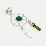 Charm Pendant With Green Gemstone In 925 Solid Silver - Mohnaa Jewels