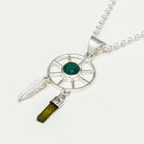 Charm Pendant With Green Gemstone In 925 Solid Silver - Mohnaa Jewels