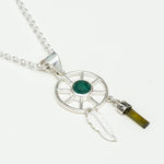 Charm Pendant With Green Gemstone In 925 Solid Silver - Mohnaa Jewels