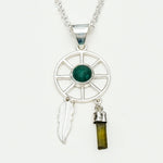 Charm Pendant With Green Gemstone In 925 Solid Silver - Mohnaa Jewels