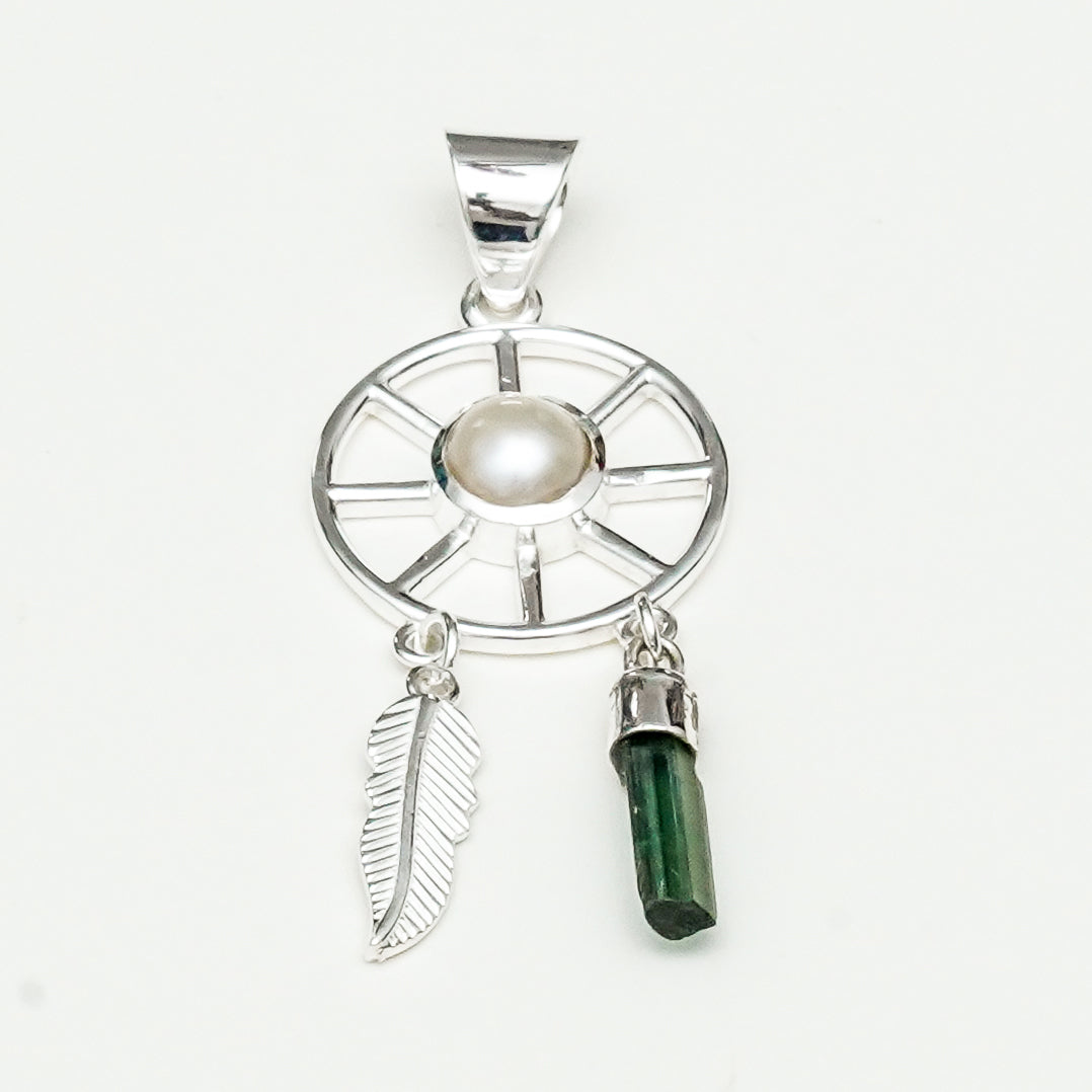 Charm Pendant With Pearl Gemstone In 925 Solid Silver - Mohnaa Jewels