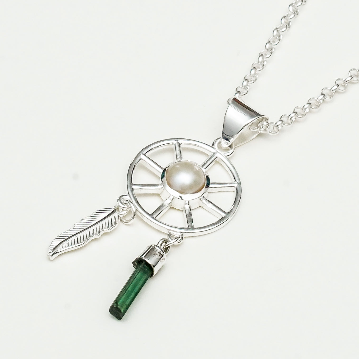 Charm Pendant With Pearl Gemstone In 925 Solid Silver - Mohnaa Jewels