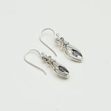 Leaf Earring With Semi Precious Iolite Gemstone In Solid 925 Sterling Silver - Mohnaa Jewels