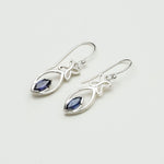 Leaf Earring With Semi Precious Iolite Gemstone In Solid 925 Sterling Silver - Mohnaa Jewels