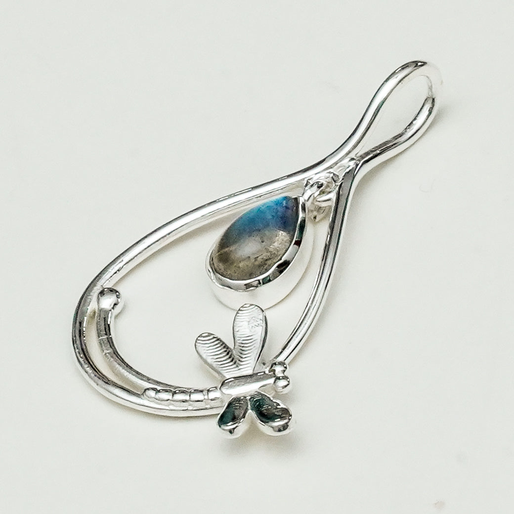 Dragonfly Pendent With Sodalite Gemstone In 925 Sterling Silver - Mohnaa Jewels