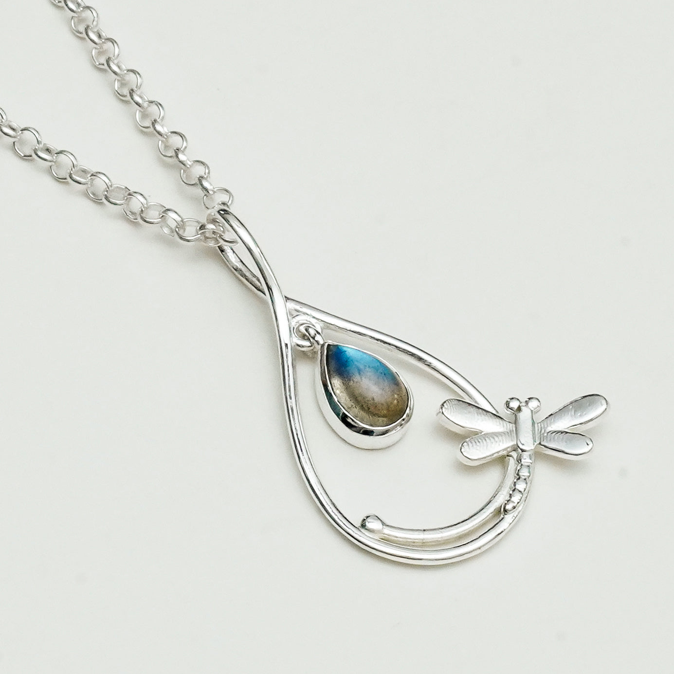 Dragonfly Pendent With Sodalite Gemstone In 925 Sterling Silver - Mohnaa Jewels