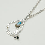 Dragonfly Pendent With Sodalite Gemstone In 925 Sterling Silver - Mohnaa Jewels