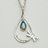 Dragonfly Pendent With Sodalite Gemstone In 925 Sterling Silver - Mohnaa Jewels