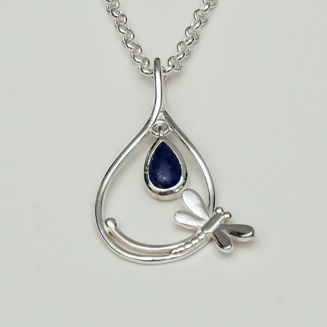 Dragonfly Pendent With Kayanite Gemstone In 925 Sterling Silver - Mohnaa Jewels