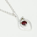 Garnet Gemstone Heart Pendent in Solid Sterling Silver - Mohnaa Jewels