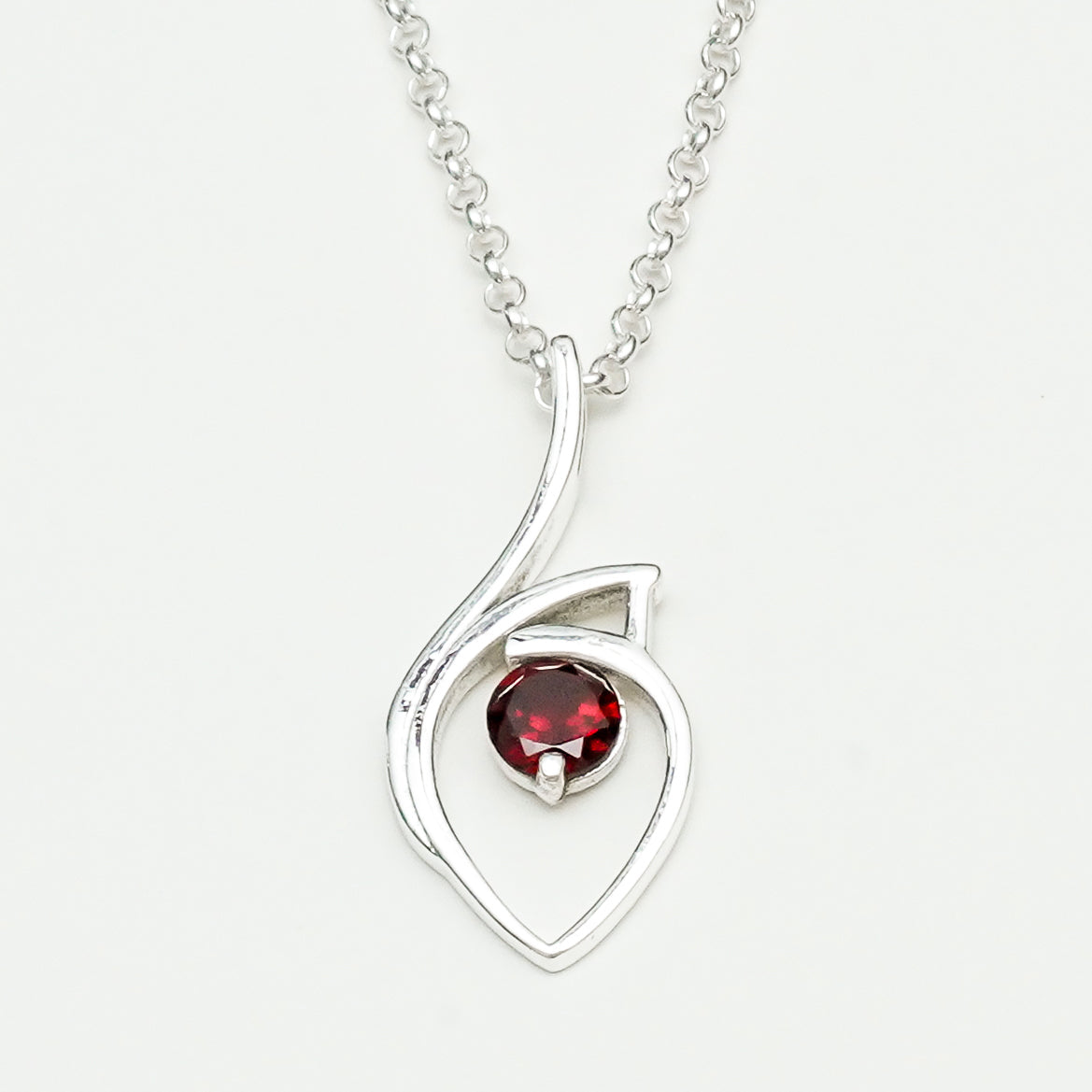 Garnet Gemstone Heart Pendent in Solid Sterling Silver - Mohnaa Jewels