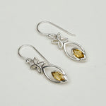 Leaf Earring With Semi Precious Citrine Gemstone In Solid 925 Sterling Silver - Mohnaa Jewels