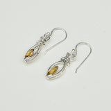 Leaf Earring With Semi Precious Citrine Gemstone In Solid 925 Sterling Silver - Mohnaa Jewels