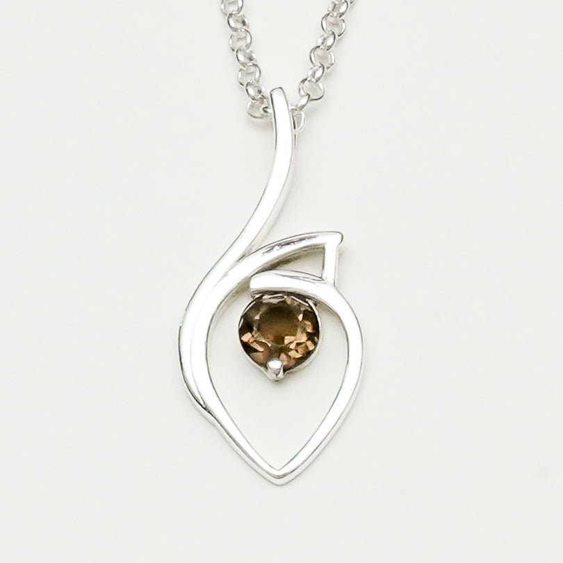 Smokey Gemstone Heart Pendent in Solid Sterling Silver - Mohnaa Jewels