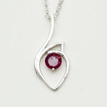 Red Gemstone Heart Pendent in Solid Sterling Silver - Mohnaa Jewels