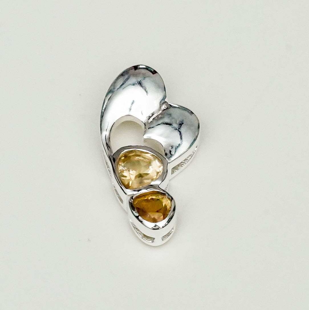 Designer Heart Handmade Pendants With Citrine Gemstone In 925 Sterling Silver - Mohnaa Jewels