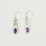 Leaf Earring With Semi Precious Amethyst Gemstone In Solid 925 Sterling Silver - Mohnaa Jewels