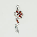 Modern Flower Pendent With Garnet Gemstone In Solid Sterling Silver - Mohnaa Jewels