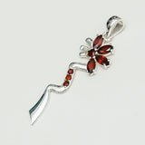 Modern Flower Pendent With Garnet Gemstone In Solid Sterling Silver - Mohnaa Jewels