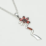 Modern Flower Pendent With Garnet Gemstone In Solid Sterling Silver - Mohnaa Jewels