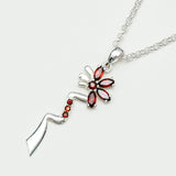 Modern Flower Pendent With Garnet Gemstone In Solid Sterling Silver - Mohnaa Jewels