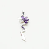 Modern Flower Pendent With Amethyst Gemstone In Solid Sterling Silver - Mohnaa Jewels