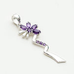 Modern Flower Pendent With Amethyst Gemstone In Solid Sterling Silver - Mohnaa Jewels