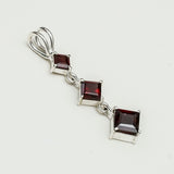 Simple Pendent with Garnet Gemstone in 925 Silver Pendants - Mohnaa Jewels